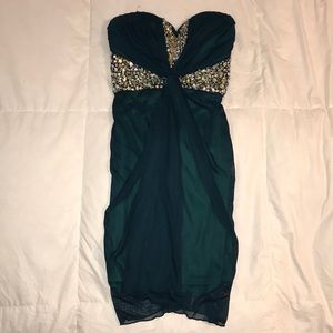 Strapless formal emerald green dress medium new